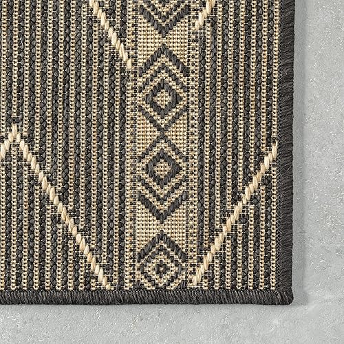 Miniatura 5 de nuLOOM Ivonne Chevron - Alfombra tribal para interiores y exteriores, 5 x 8 pies, color carbón