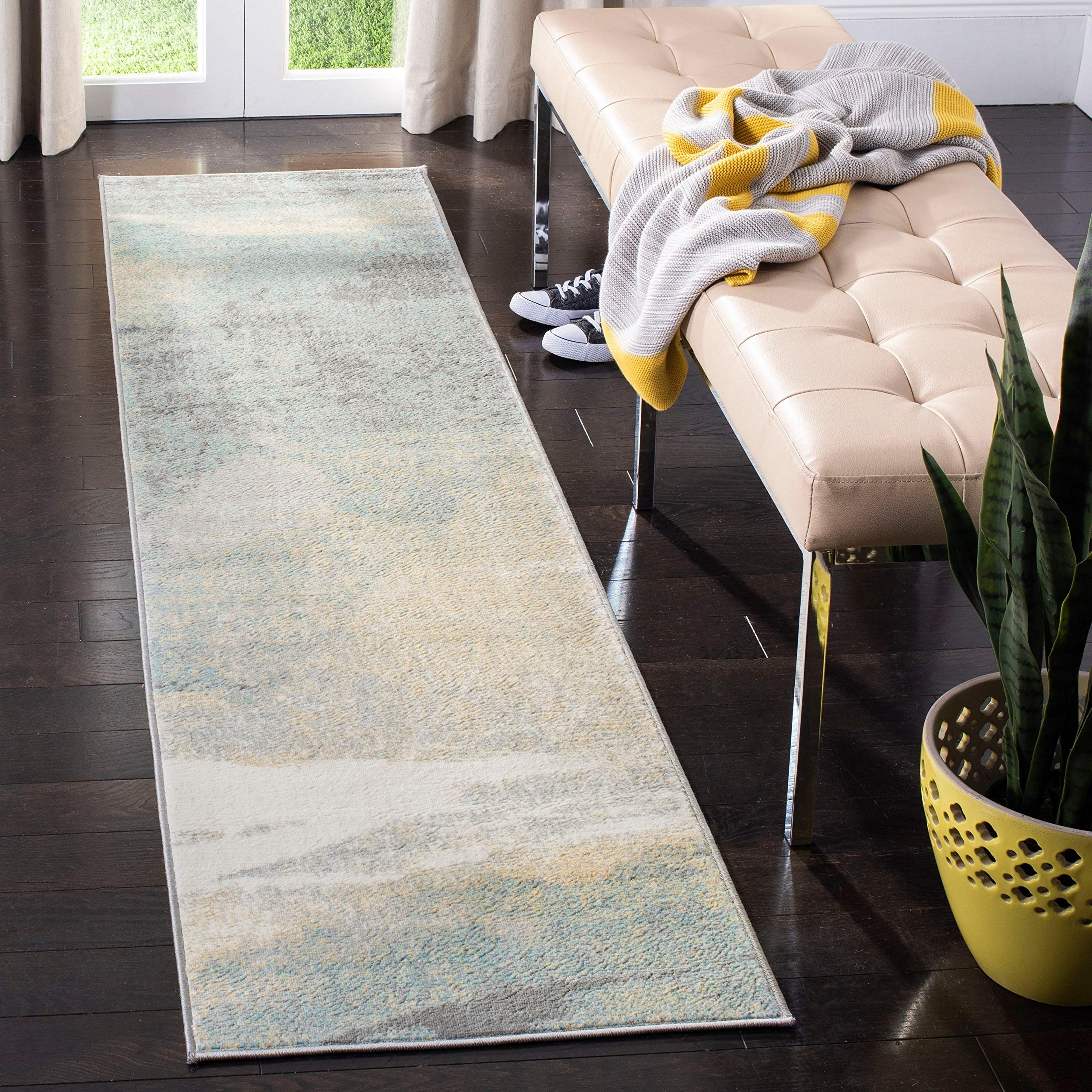 Safavieh Abstract Rug for Living Room Dining Room, Bedroom - Jasper Collection, Short Pile, in Grey and Gold, 90 x 150 cm - Image 3