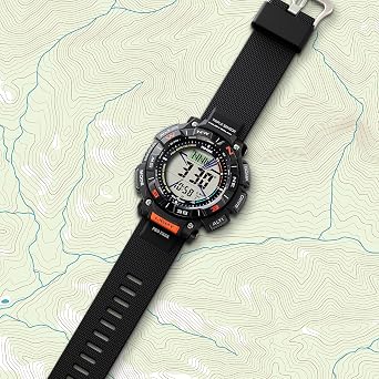 Casio PRG340 Series | Pro Trek | 100 Meter Water Resistant | Compass | Alt/Baro-Thermo | Tough Solar Powered | 1-100 SEC Stopwatch | Countdown Timer | World Time, Black, PRG-340-1CR