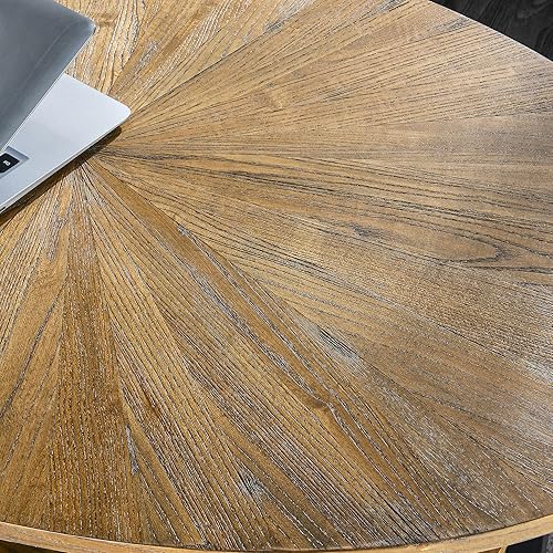 Miniatura 6 de JESONVID Mesa de centro ovalada de madera maciza con patas de metal cruzadas, mesa central moderna de 43.3 pulgadas con estante abierto, mesa de té