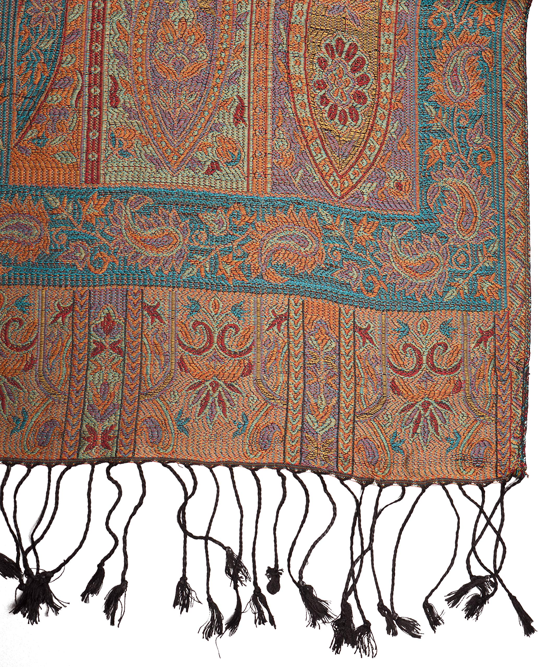 Foulard en 100% soie Pashmina de l'Inde pour femmes et hommes, motif cachemire, 160 x 35 cm - écharpe en soie pure - plusieurs designs différents