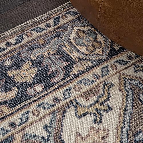 Miniatura 3 de JONATHAN Y WSH105C-28 Cirali Medallón grande adornado lavable a máquina, verdeazul marinocrema, 2 pies x 8 pies, fácil de limpiar, no desprende