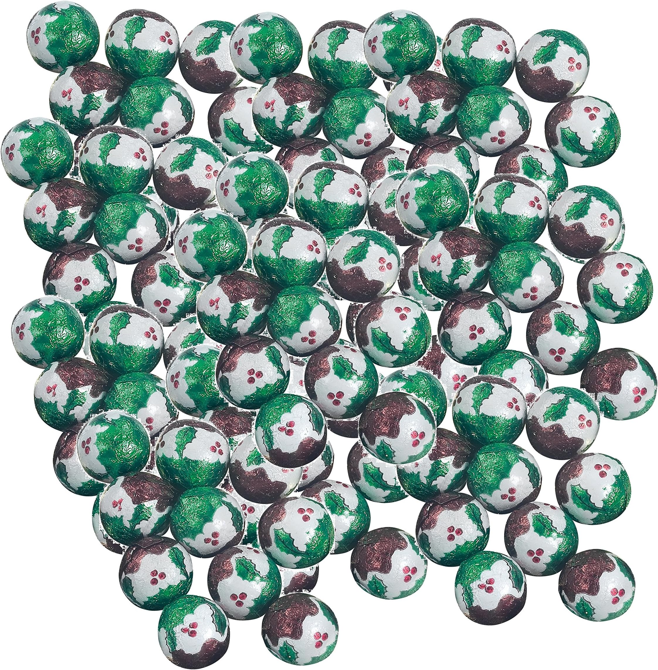 100 x Milk Chocolate Foiled Christmas Pudding Balls 4g Each