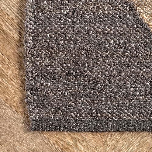 Miniatura 9 de nuLOOM Pandora - Alfombra neutra de yute de diamante, 4 x 6, inspirada en el mundo, color negro y marfil, para comedor, sala de estar, cocina