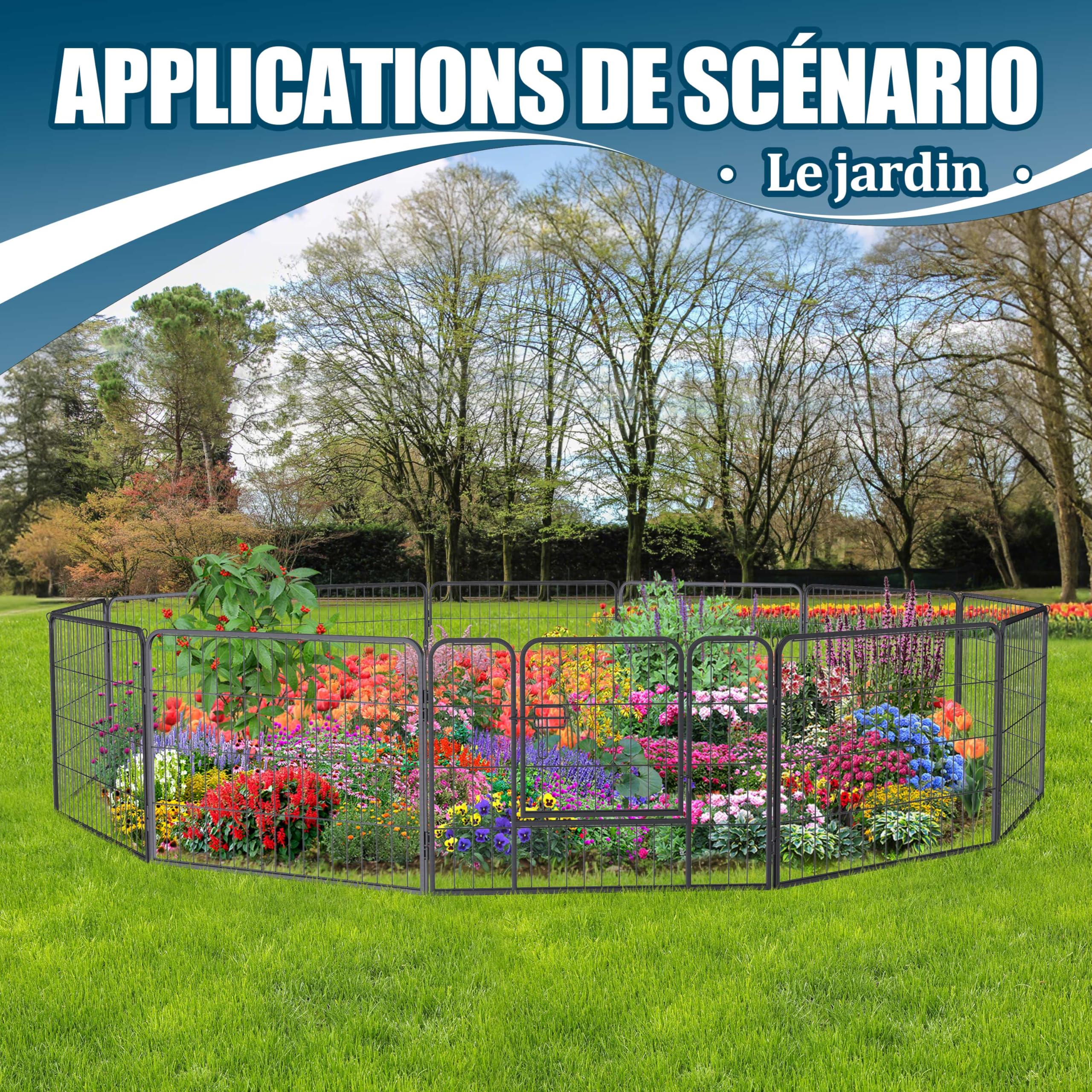 Valla para Perro 12 Piezas 60x80 Cm Parque Perros Exterior/Interior Corralito Perro Plegable Valla para Cachorros Vallas para Jardin Metalicas Negro