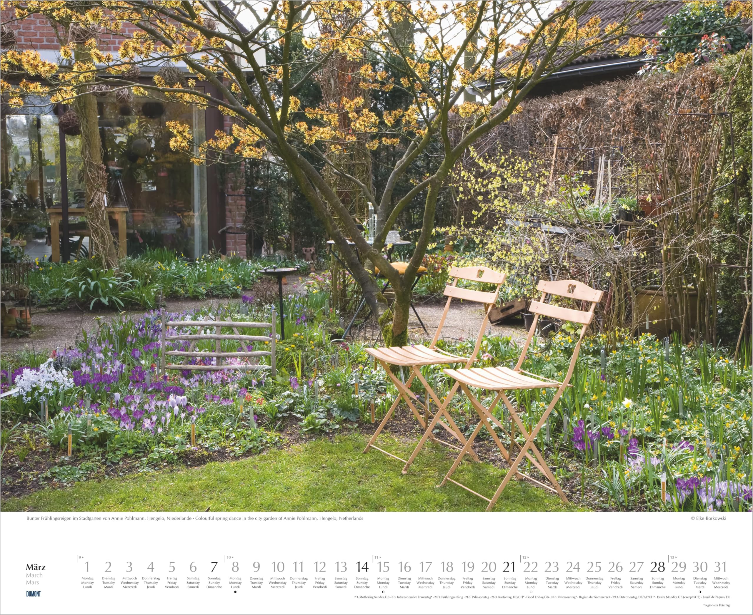 Zu Gast in schönen Gärten 2027: Wandkalender 52x42,5 cm mit Fotografien von Elke Borkowski und 3-sprachigem Kalendarium