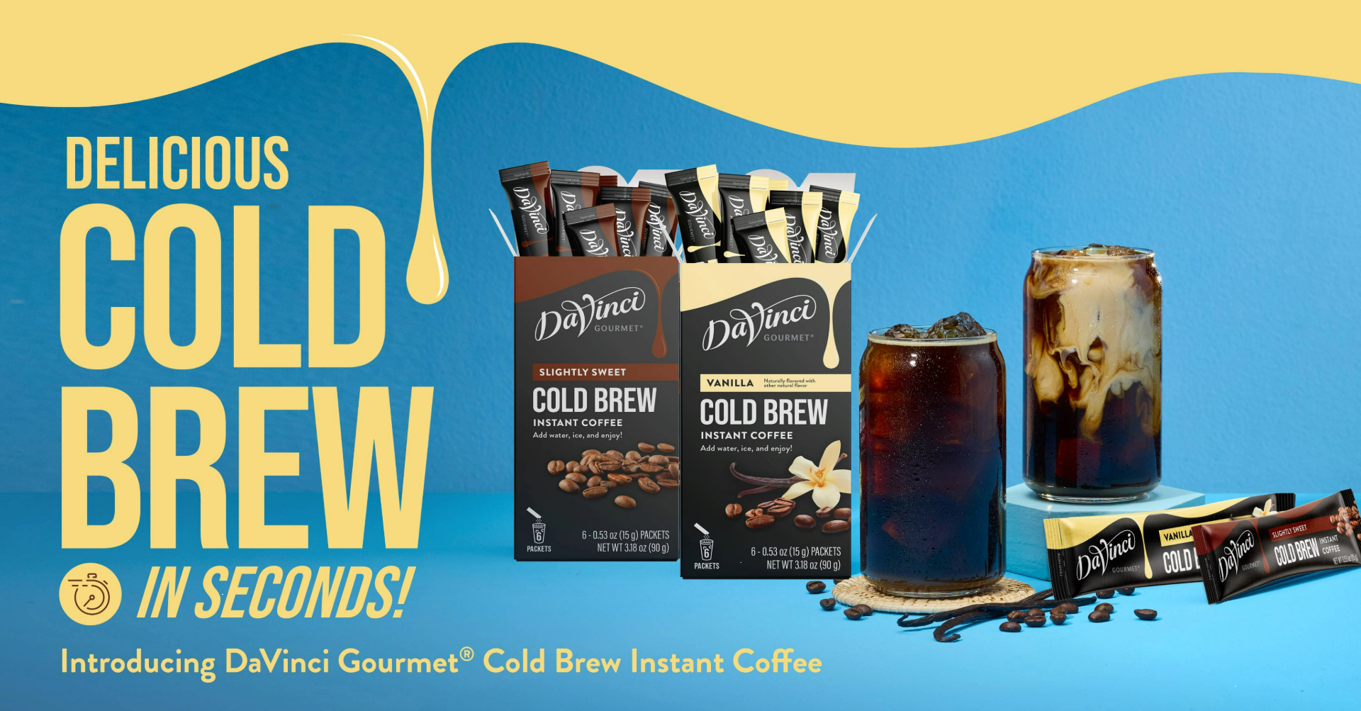 Amazon.com: DaVinci Gourmet Vanilla Cold Brew Stick Pack, Instant