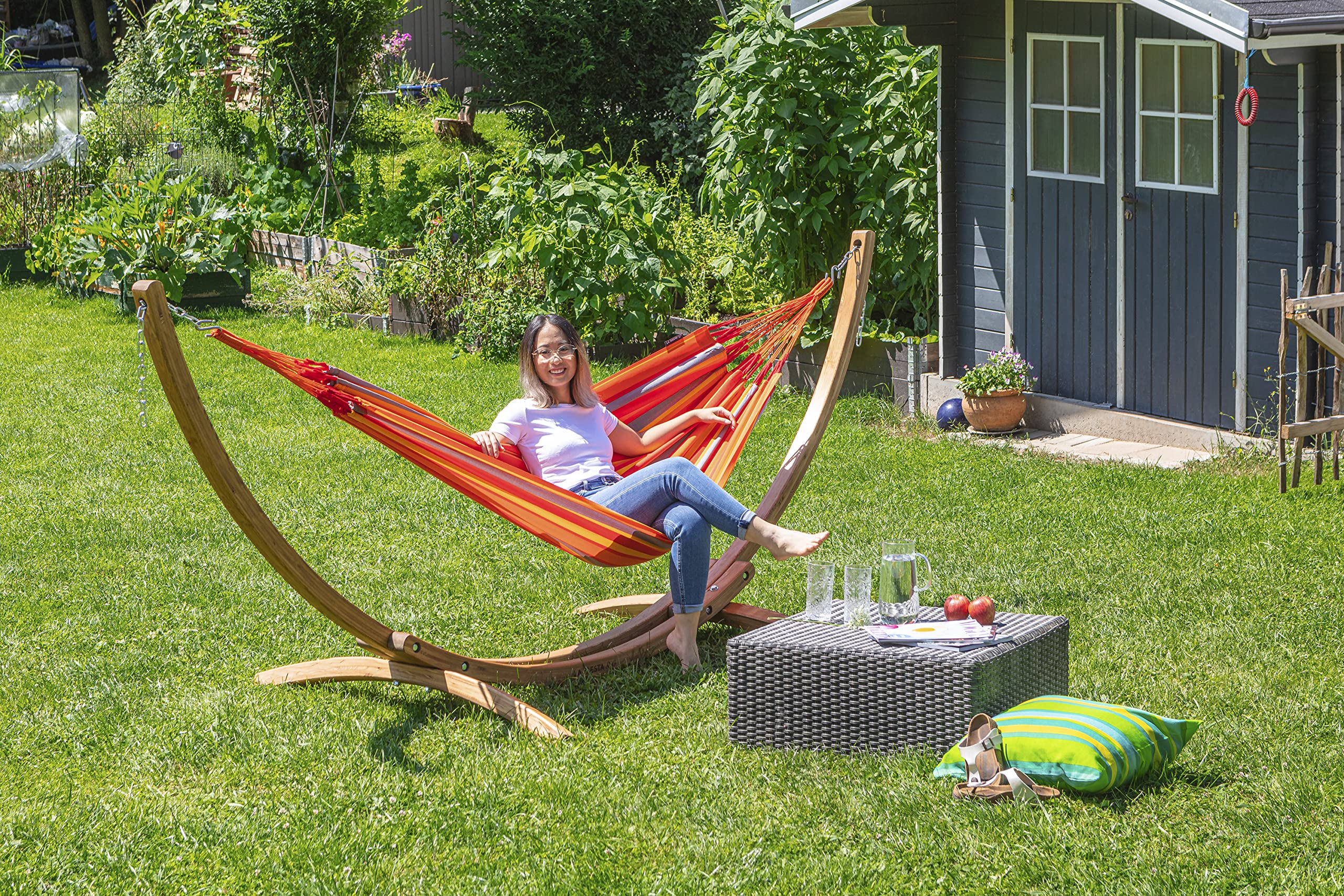 La Siesta® Brisa Orange Classic Hamaca – Relajación al Aire Libre Resistente e intemperado Hamaca Simple, relajación auténtica y cómoda