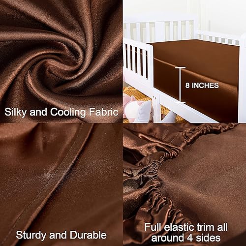 Miniatura 8 de NTBAY Sábana bajera ajustable de satén de seda, súper suave y sedosa de 28 x 52 pulgadas, para colchones estándar de cuna y niños pequeños, unisex,