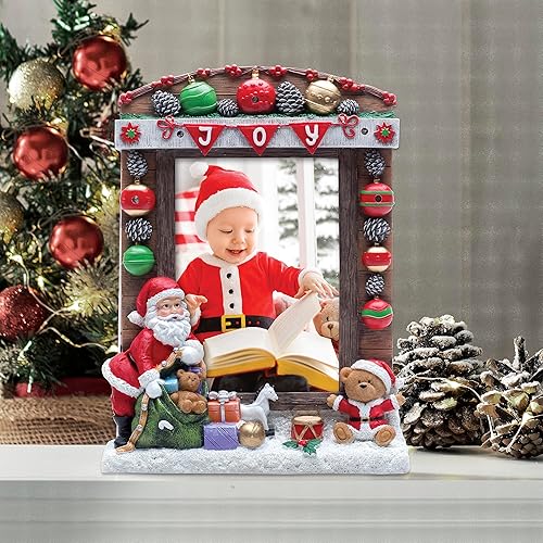 Miniatura 3 de Marco de fotos iluminado de resina de Papá Noel de 5 "x 7" JOY Christmas