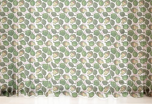 Ambesonne Cortinas de tul de alcachofa con bolsillo para barra, dibujadas a mano con colores vibrantes, arte inspirado en la cocina, cortinas