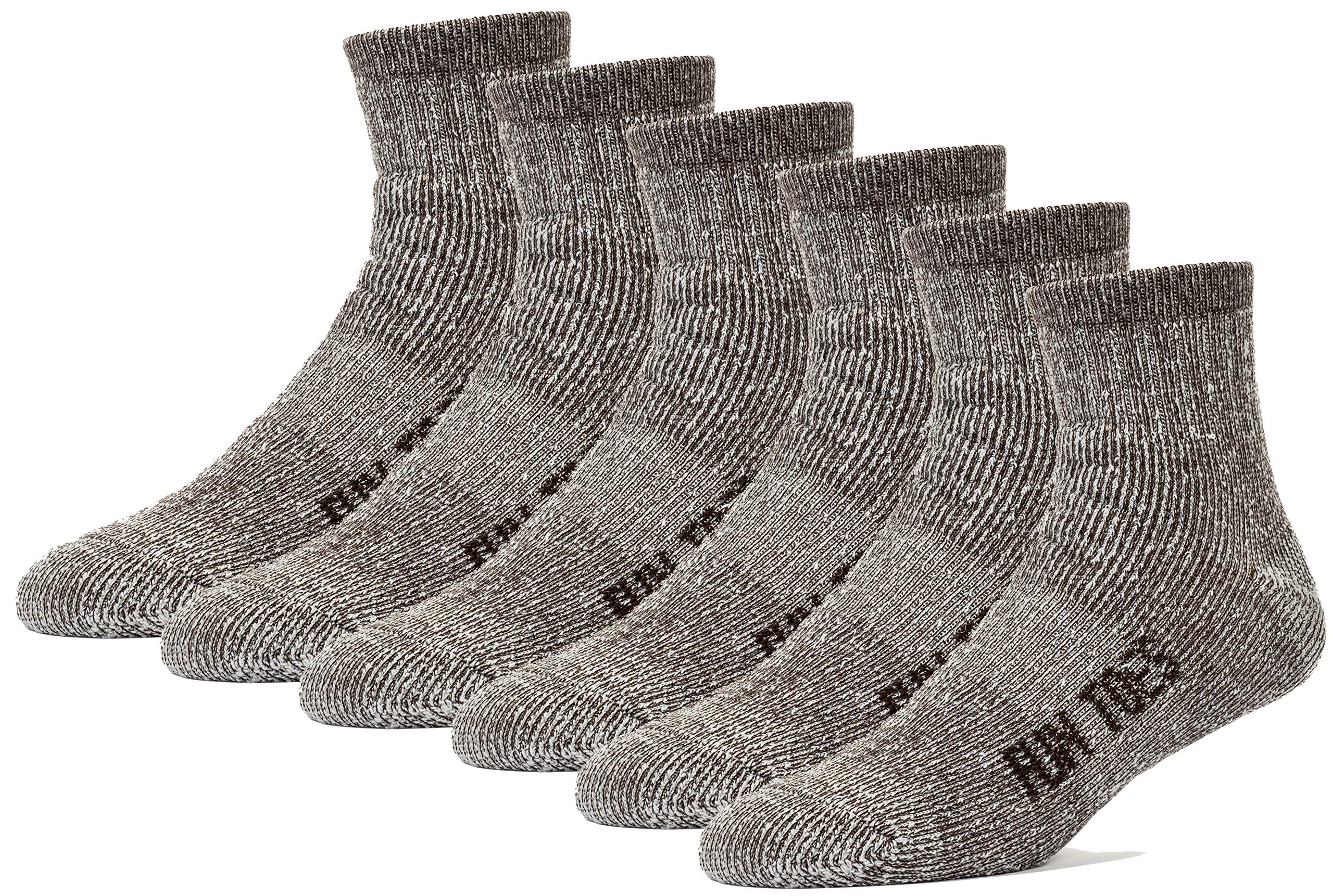 FUN TOES Calcetines de senderismo de lana merino para hombres y mujeres, soporte de arco y amortiguación, 6 pares