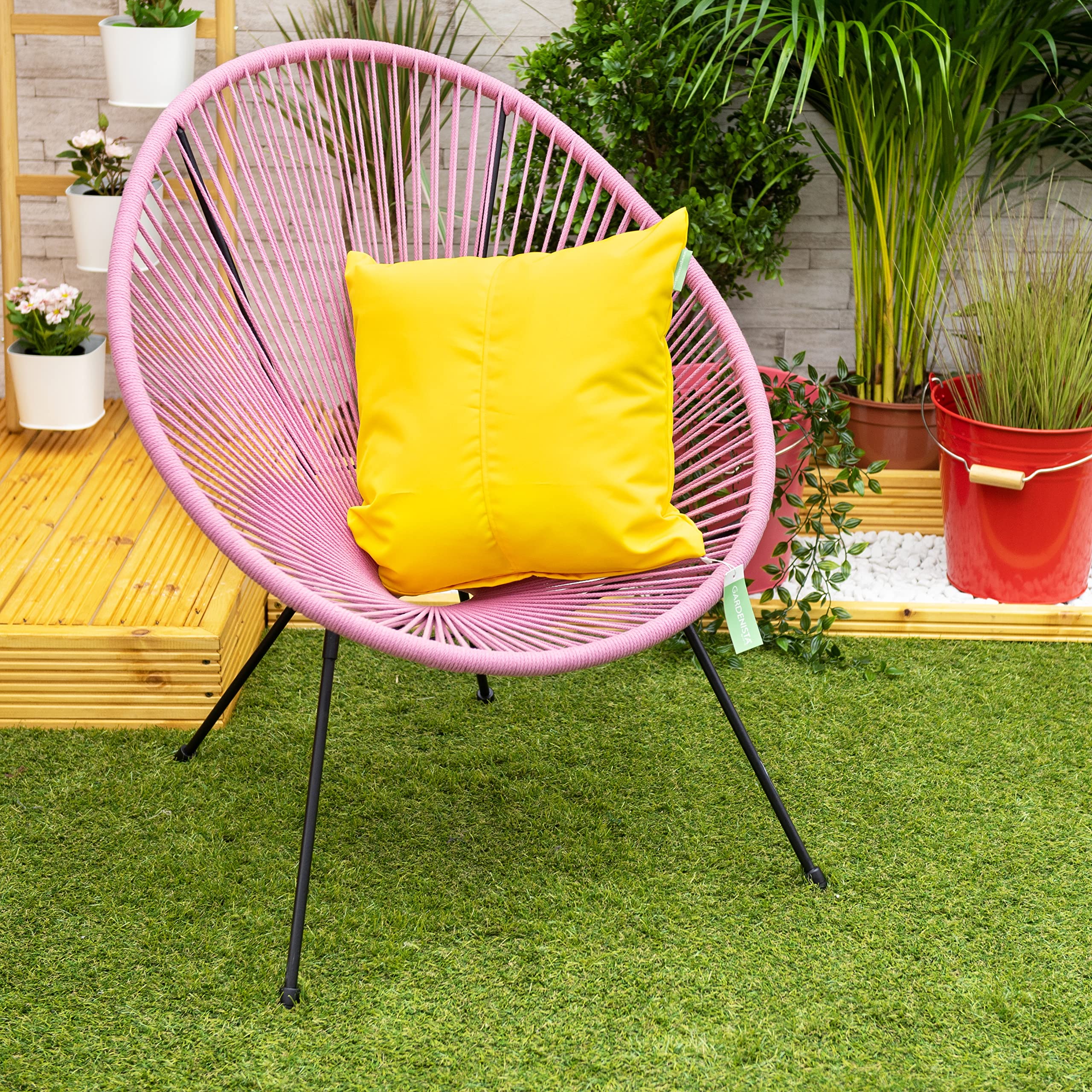 Gardenista Large Garden Scatter Cushion | Water Resistant Hollowfibre Filled Outdoor Seating Furniture Pillow | Great for Patio Rattan Chairs | Comfy & Lightweight (1, Yellow) - 4
