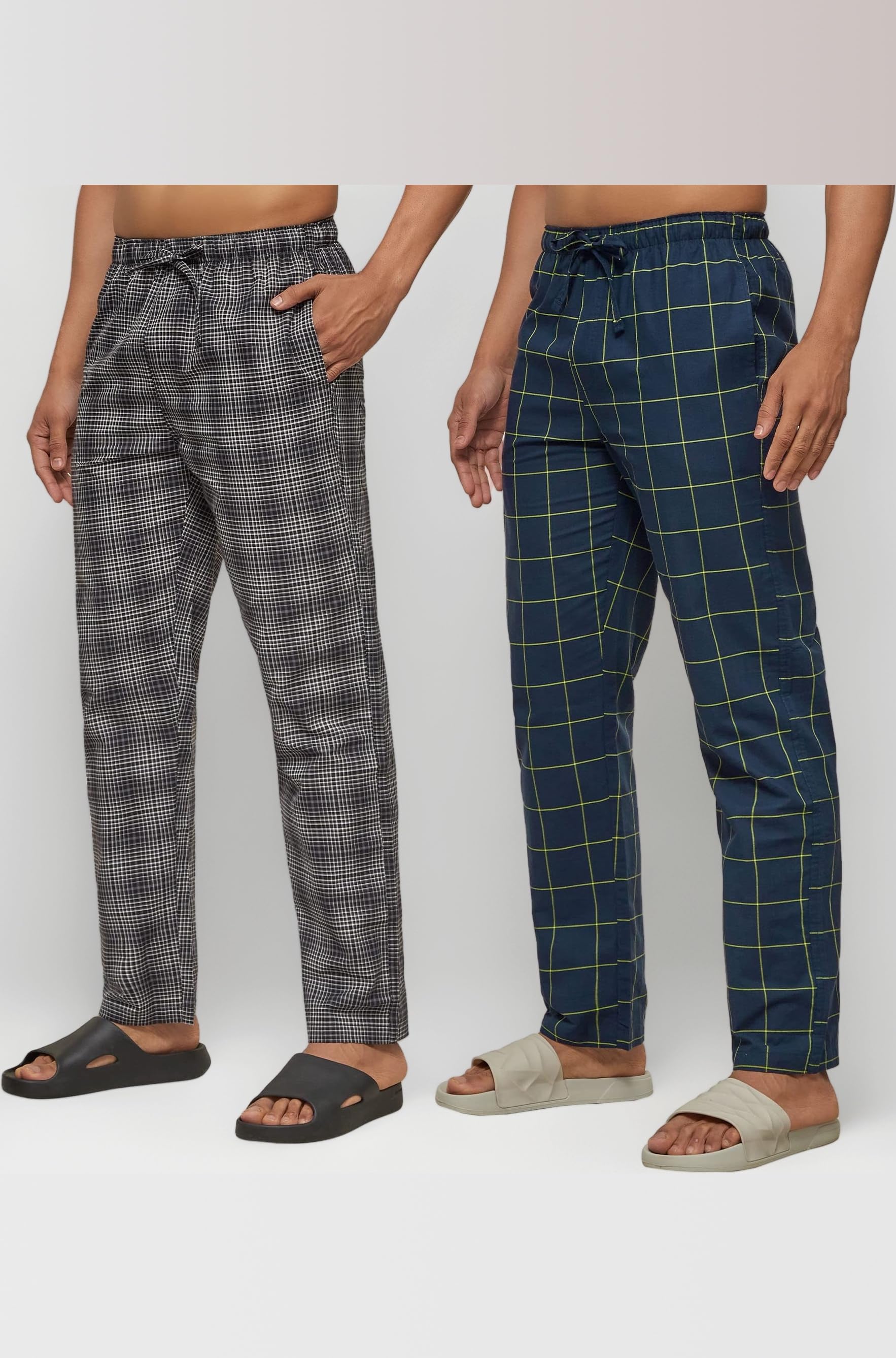 XYXX Mens Cotton Regular Fit Checkered Pyjama | Dual Pockets, Comfortable Lounge Pants for Men
