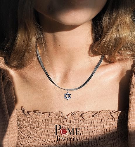 Miniatura 5 de Pome Collar con colgante de estrella de David en plata de ley con circonita cúbica, fabricado en Estados Unidos