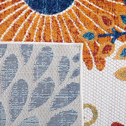 Miniatura 5 de SAFAVIEH Cabana Collection - Alfombra de pasillo, 2 x 10 pies, color crema y rojo, diseño floral, no desprende pelusa y de fácil cuidado, para