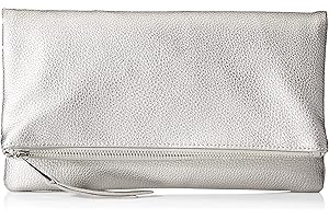 Women's Southampton Zipper Foldover Clutch in Metallic Silver