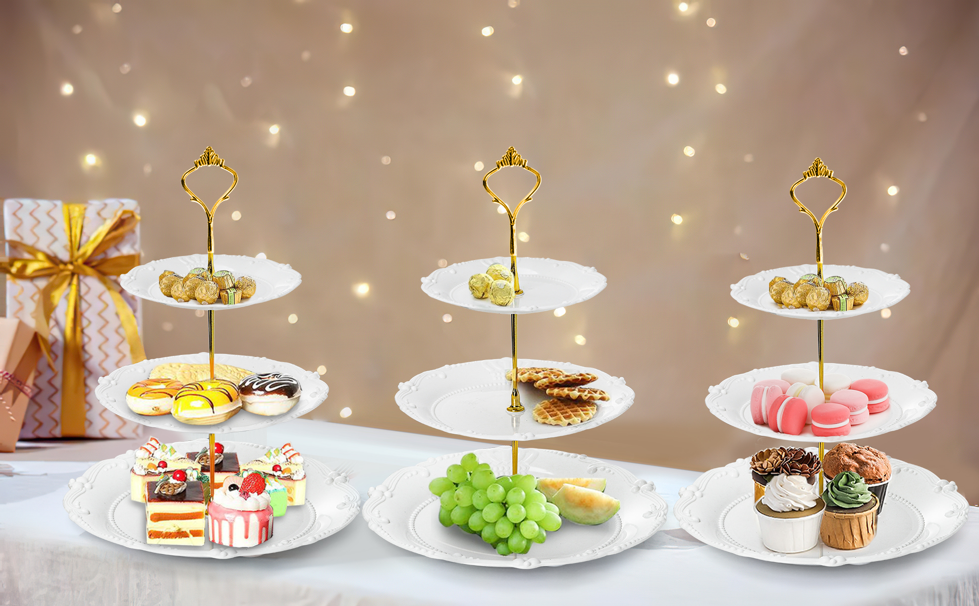 Amazon.com | Fasmov 3 Pack Plastic Cupcake Stand, 3 Tier Cupcake