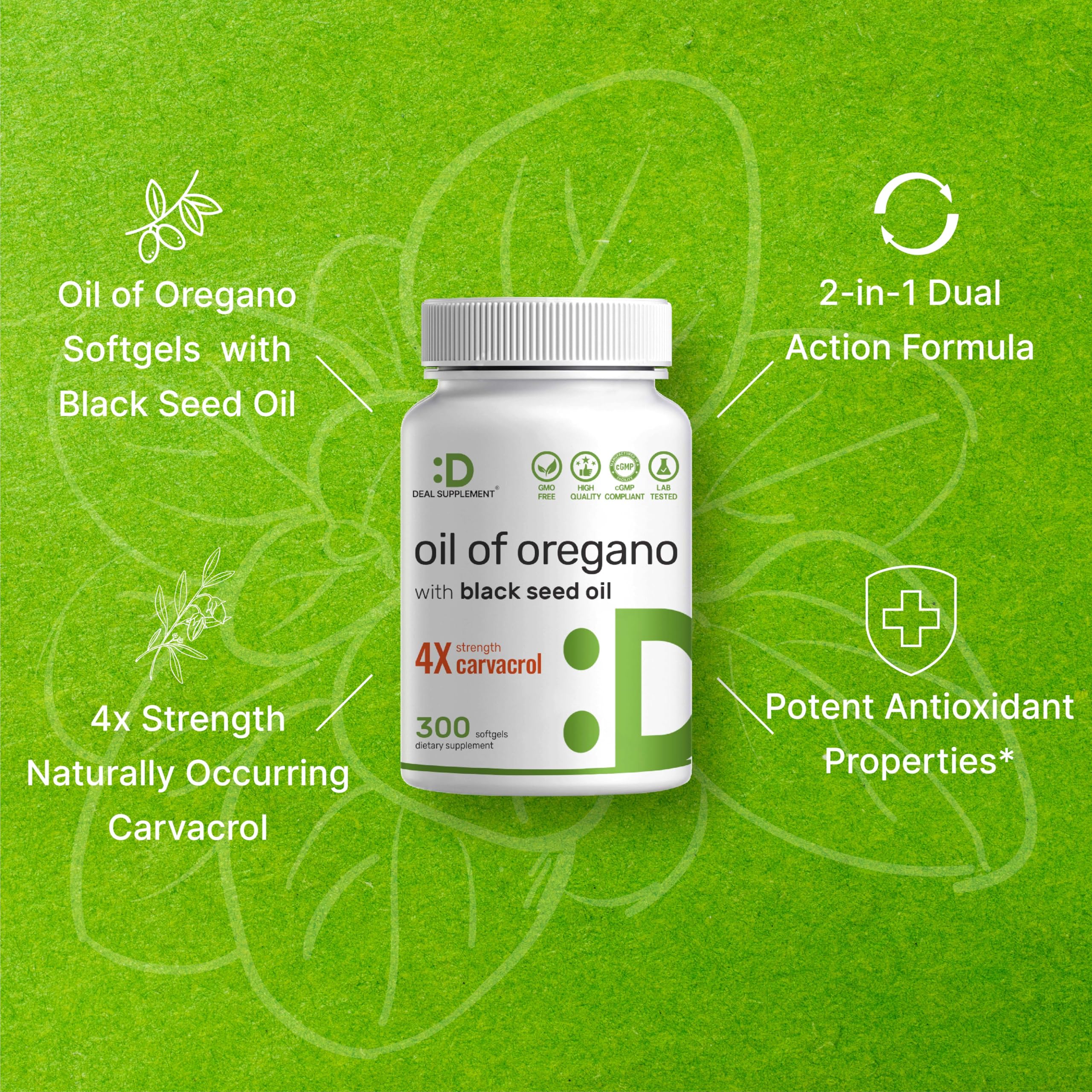 DEAL SUPPLEMENT Oil of Oregano Softgels with Black Seed Oil 300 Count — Amazon image 4