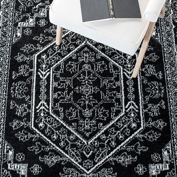 SAFAVIEH Area Rug 10x14 - Adirondack Collection - Large - Black & Ivory, Oriental Medallion Design, Non-Shedding & Easy to Clean, Ideal for Living Room, Bedroom, Dining Space (ADR108Z)