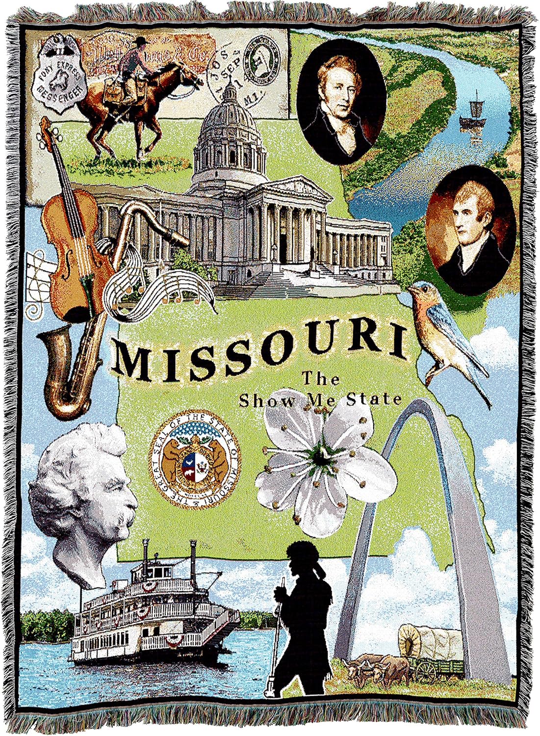 Pure Country Weavers State of Missouri Blanket - Gift Tapestry Throw Woven from Cotton - Made in the USA (72x54)