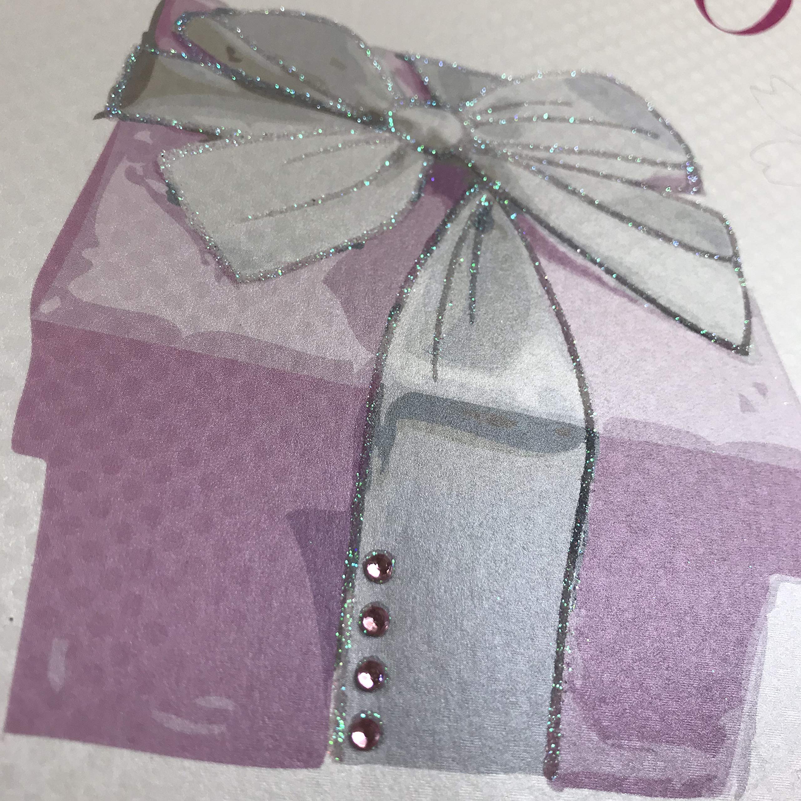 WHITE COTTON CARDS Happy Birthday Karte – Handgefertigt Mit Glitzer & Strass, 22x22 Cm – Inkl. Umschlag, Für 80. Geburtstag