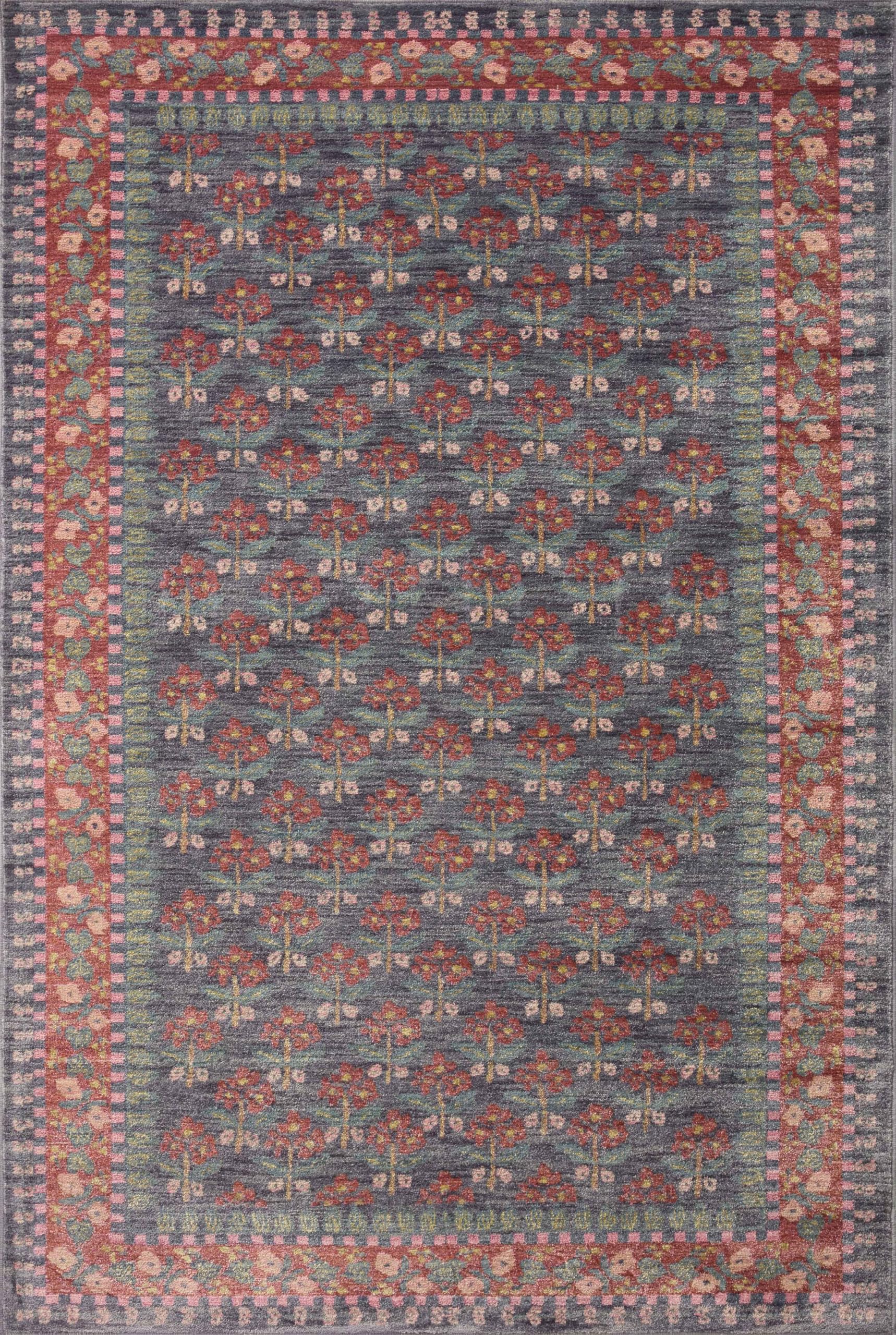 Loloi Rifle Paper Co Fiore Navy 6'-3" x 9' Area Rug