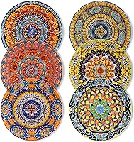 vancasso KRVI Bohemian Dinner Plates Set of 6 - 10.5 Inch Ceramic Plates, Vibrant Boho Patterns, Microwave & Dishwasher Safe, Lead-Free Porcelain