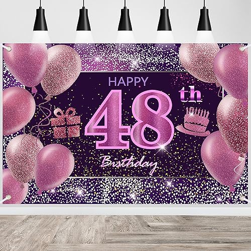 Vista 26 de IMISI Decoraciones de cumpleaños número 19 para niñas, pancarta rosa de feliz cumpleaños para telón de fondo de fiesta