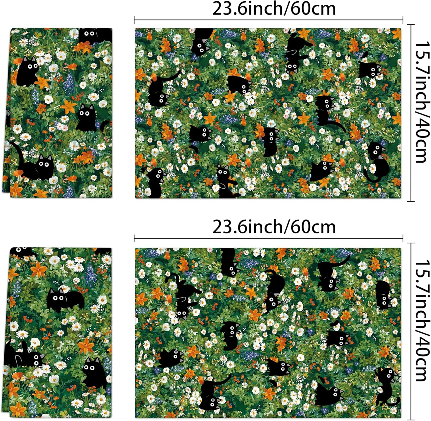 Cute Black Cat Kitchen Towels Set of 2 Floral Absorbent Hand Towels 15.7 x 23.6 Inch Decorative Dish Towels for Kitchen Home Housewarming Gifts - Image 6