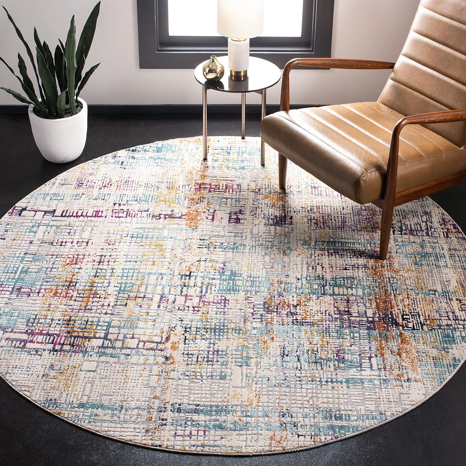 SAFAVIEH Aria Collection Runner Rug - 2' x 8', Ivory & Turquoise, Modern Boho Abstract Design, Non-Shedding & Easy Care, Ideal for High Traffic Areas in Living Room, Bedroom (ARA720A)