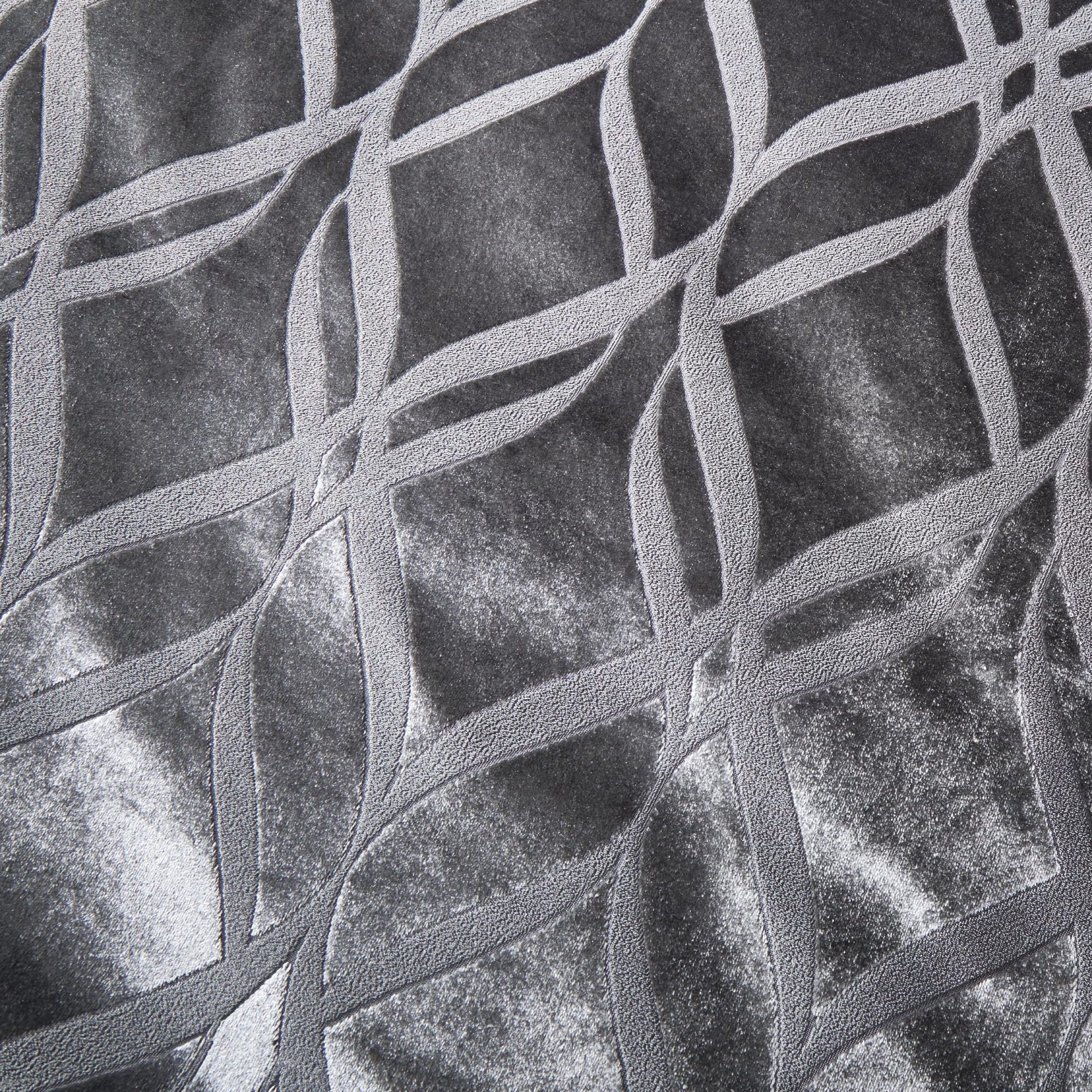 SOIREE Ogee Velvet Duvet Cover Set, Slate Grey, Double Size (200 x 200cm), 2 Pillowcases, Soft & Cosy Jacquard Bedding - Image 4