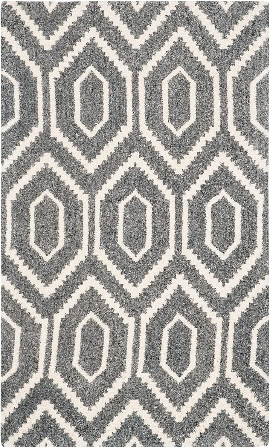 SAFAVIEH Himalaya Collection Runner Rug - 2'3" x 6', Dark Grey & Ivory, Handmade Wool, Ideal for High Traffic Areas in Living Room, Bedroom (HIM902F)