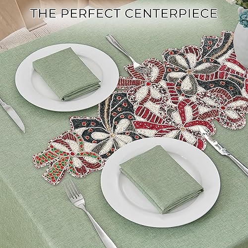 Miniatura 6 de Camino de mesa con cuentas decorativas de 36 pulgadas, 13x36 pulgadas, cuentas de vidrio y poliéster hechas a mano  Decoración premium para fiestas,