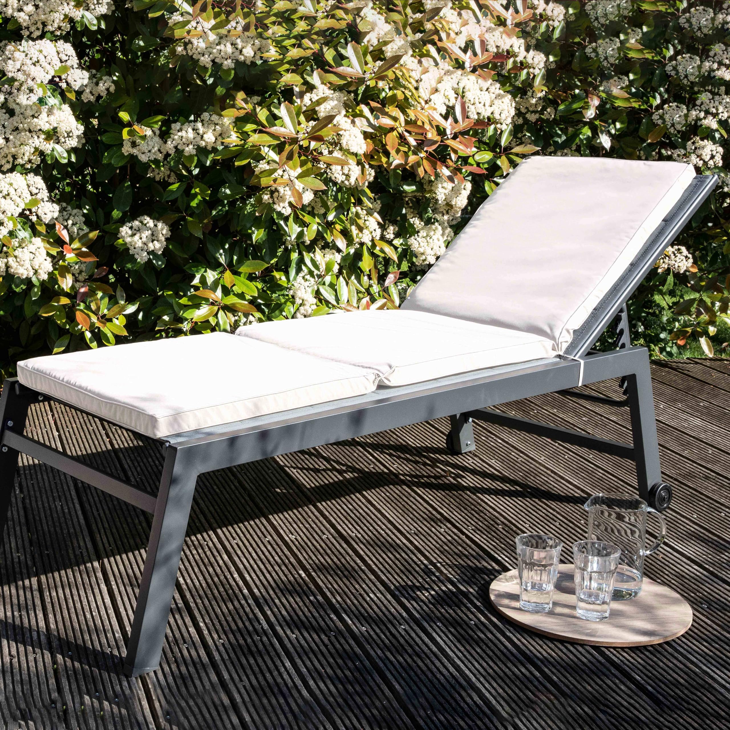 Lot de 2 Coussins Bain de Soleil Polyester écru 186 x 53 x 5 cm