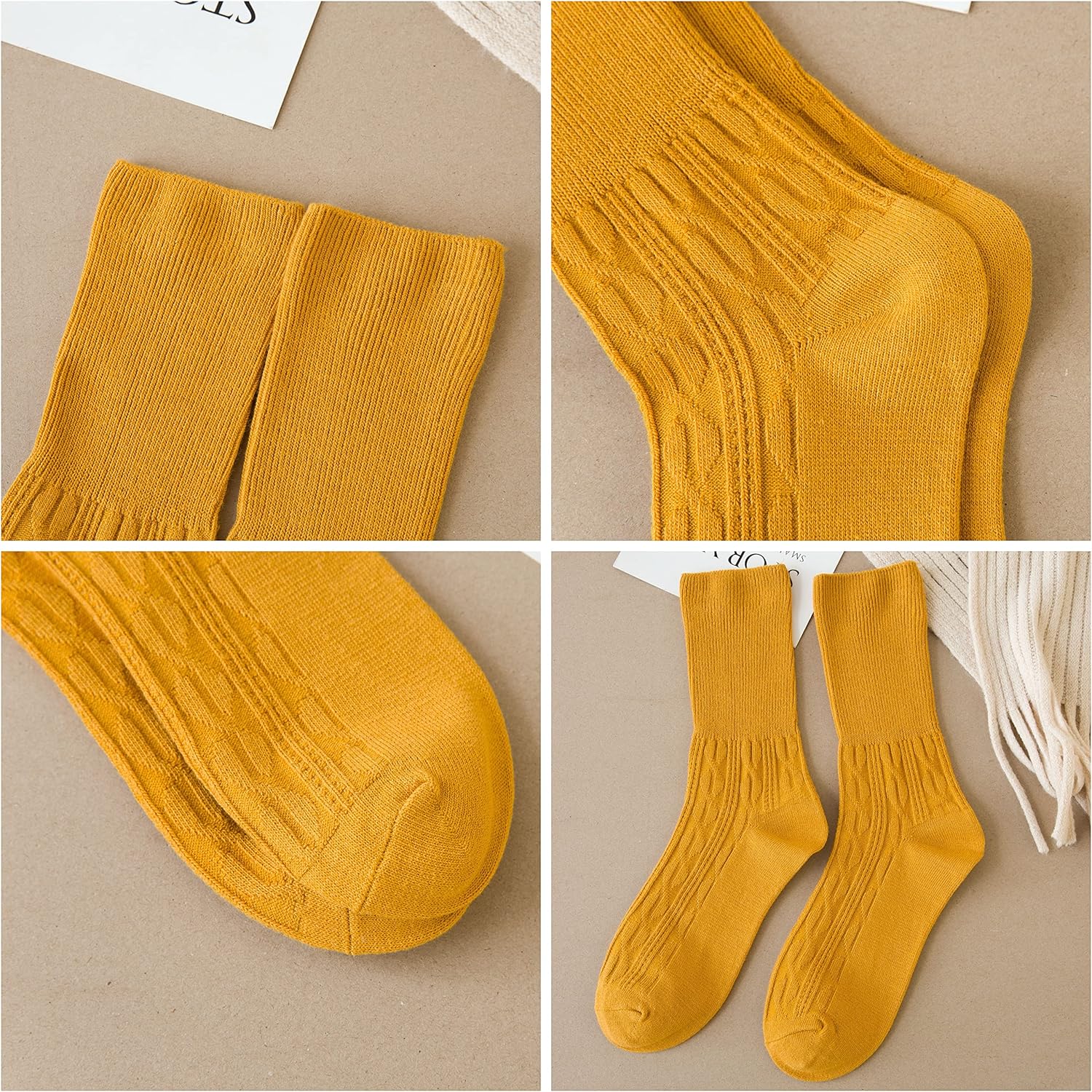 YUWEIGIFT 9 Pack Women's Crew Socks Comfort Womens Knit Turn Cuff