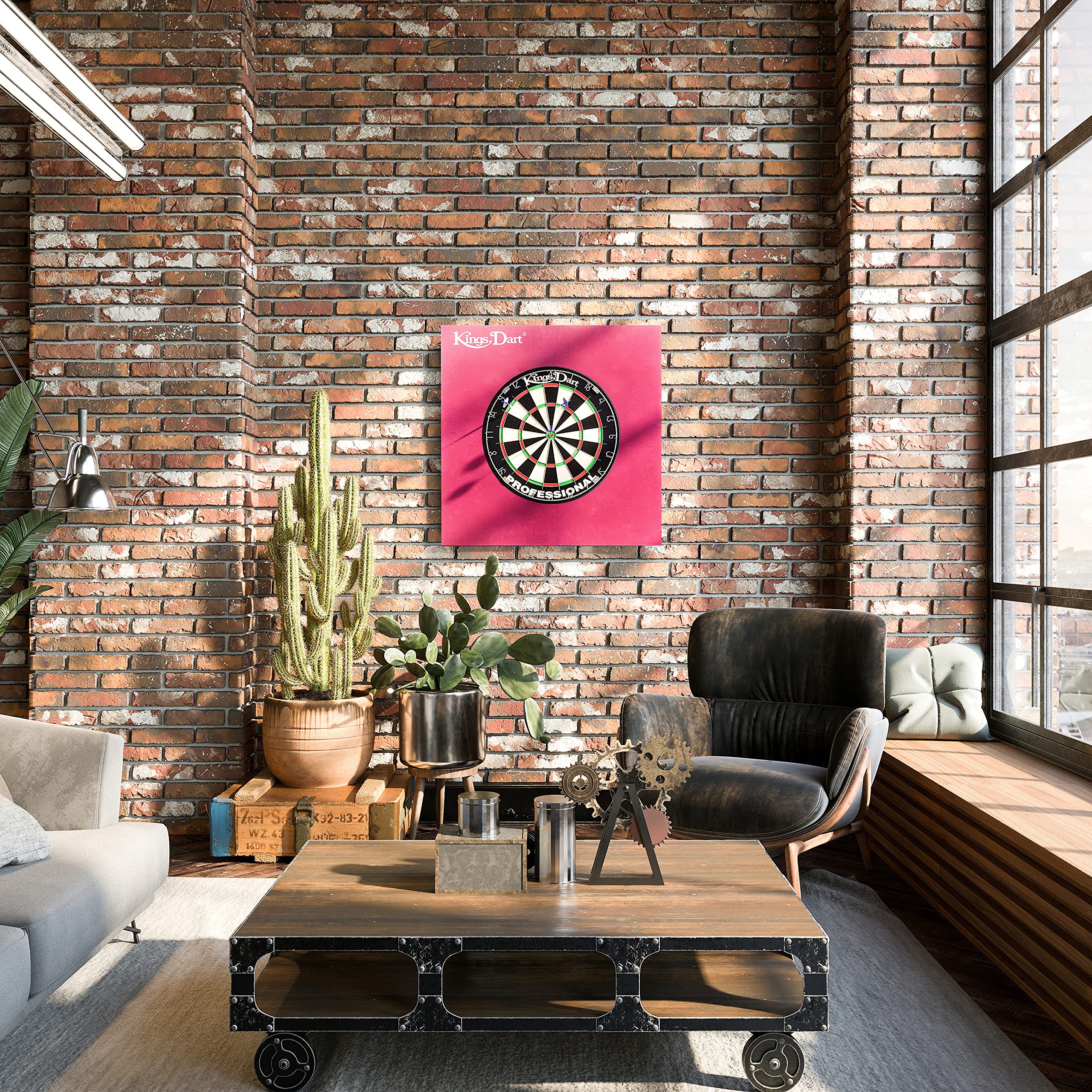 Kings Dart Dart-Set | Dartboard Komplettset: Turnier-Dartscheibe + Dart-Surround | Sisal-Borsten, Spider-Feldbegrenzung | Schutz für Wand u. Darts | Für Soft- u. Steeldarts | Markenqualität