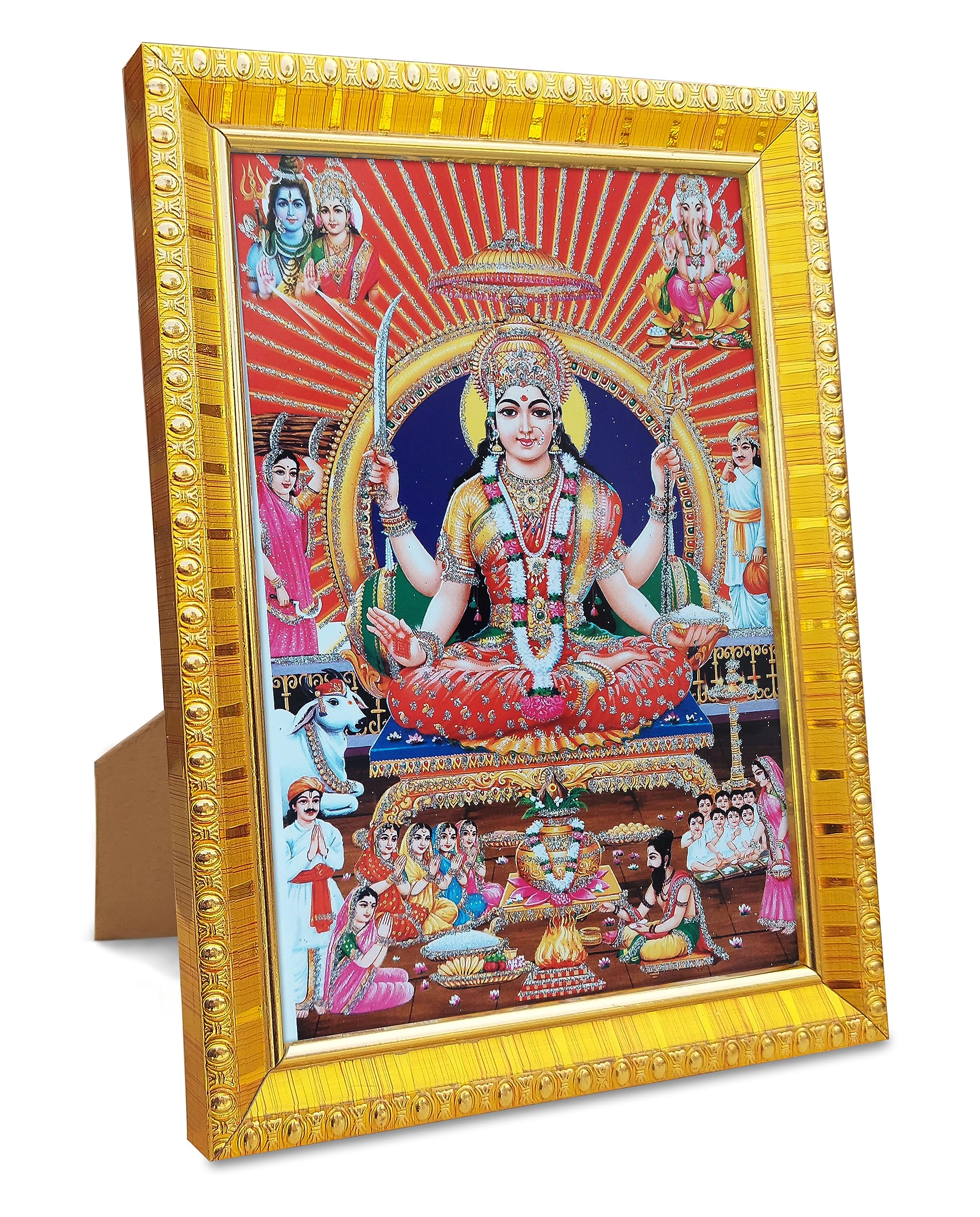 Koshtak Santoshi Mata Photo Frame With Table Top Stand (6 inch x 8 inch) Photo Frame With Unbreakable Glass For Temple Worship/Gift/Home Decor…………-image-7