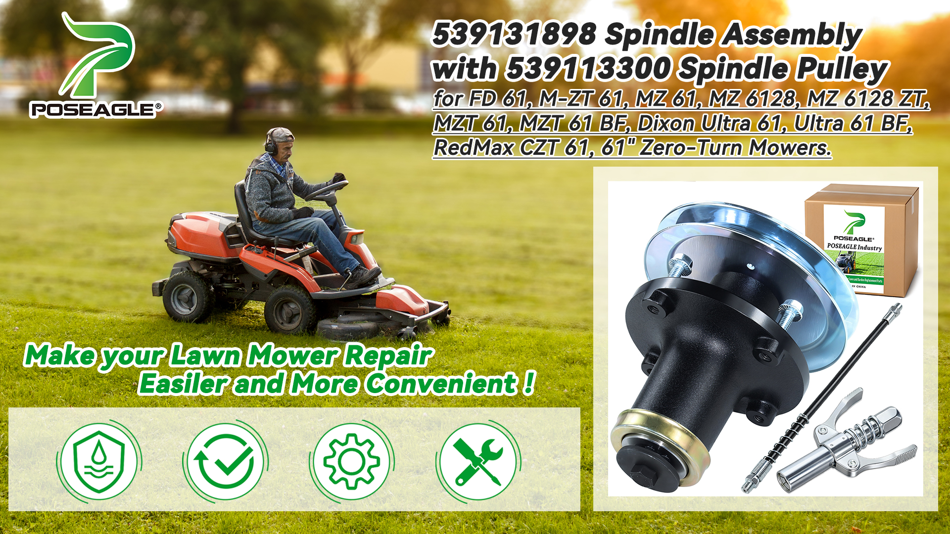 Amazon.com : POSEAGLE 539131898 Spindle Assembly with 539113300