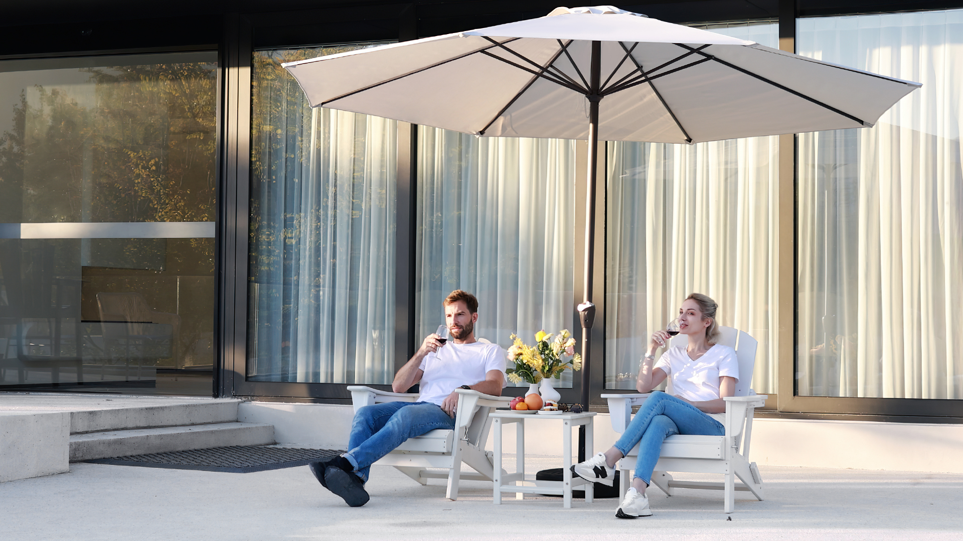 MEWAY 9ft Patio Umbrella Outdoor Table Umbrellas with Push Button Tilt and Crank, Market Umbrella 8 Sturdy Ribs for Deck, Garden, Pool and Backyard, Apple Green : Patio, Lawn & Garden