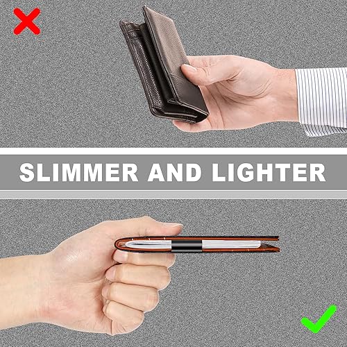 Miniatura 7 de Cartera delgada y plegable para hombre con clip para dinero, bloqueo RFID, múltiples bolsillos para tarjetas de crédito, diseño elegante y versátil