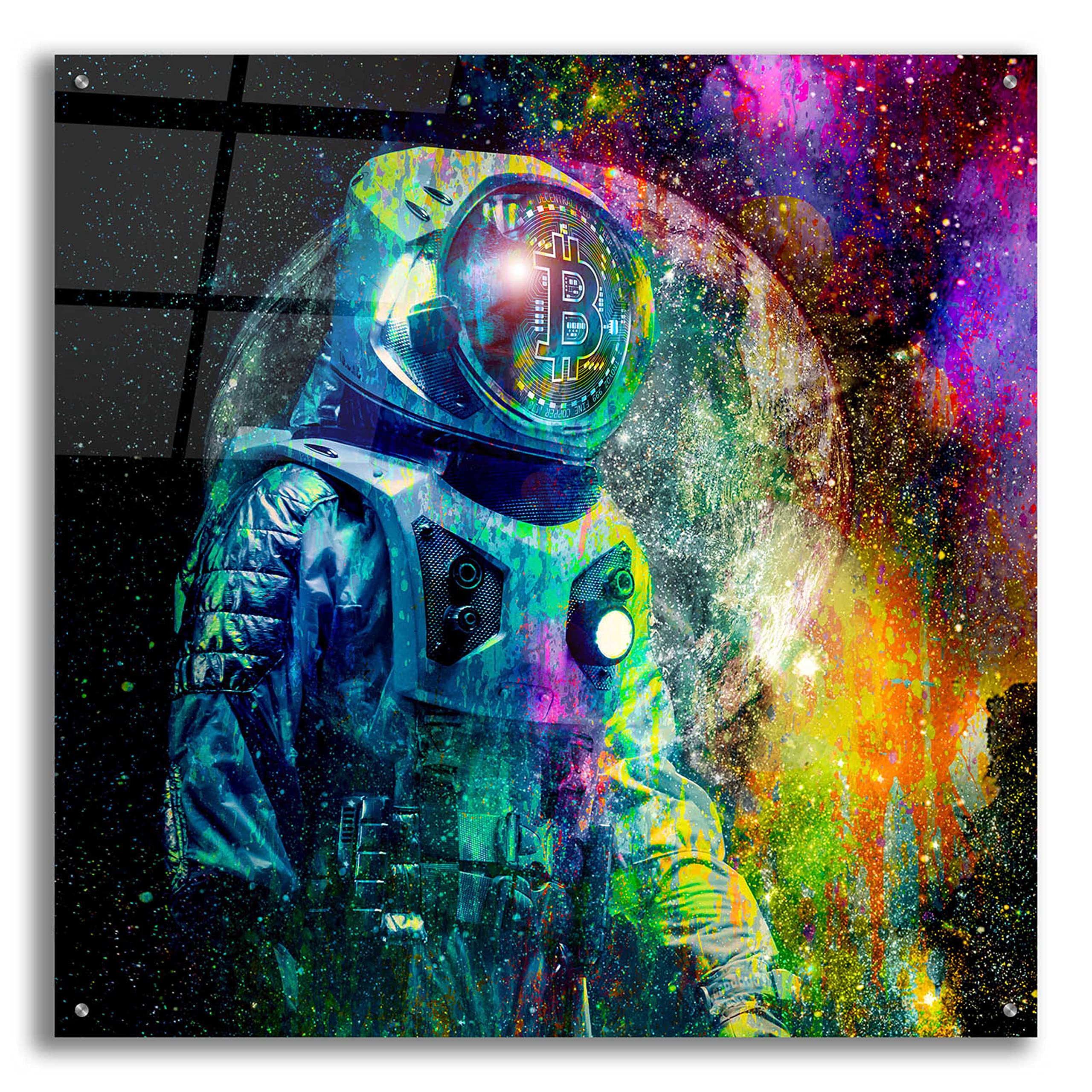 Epic Art 'BTC Bitcoin Moonlanding,' Acrylic Glass Wall Art, 36