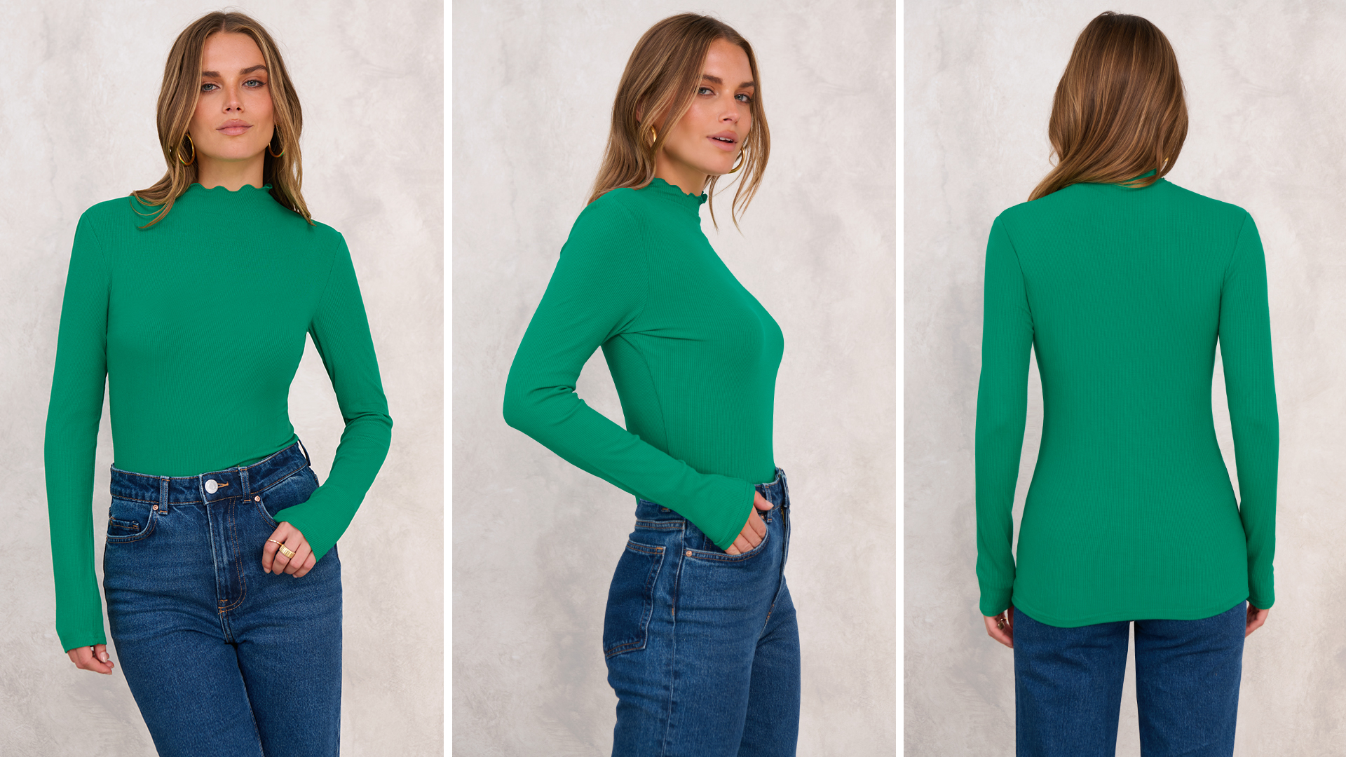ANRABESS Women's Lettuce Trim Mock Neck Long Sleeve Tops 2025