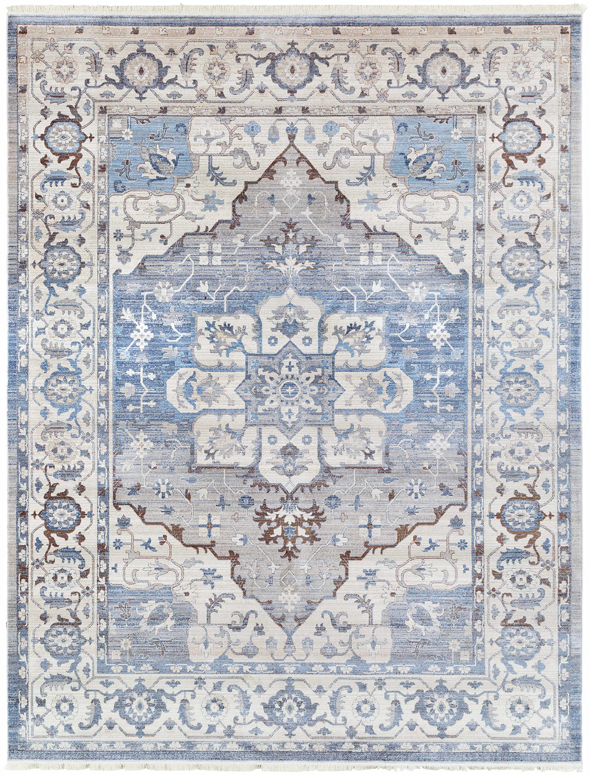 BoutiqueRugs Woodbury Traditional Area Rug - Blue, Aqua, Tan - 8'10" x 12'10"