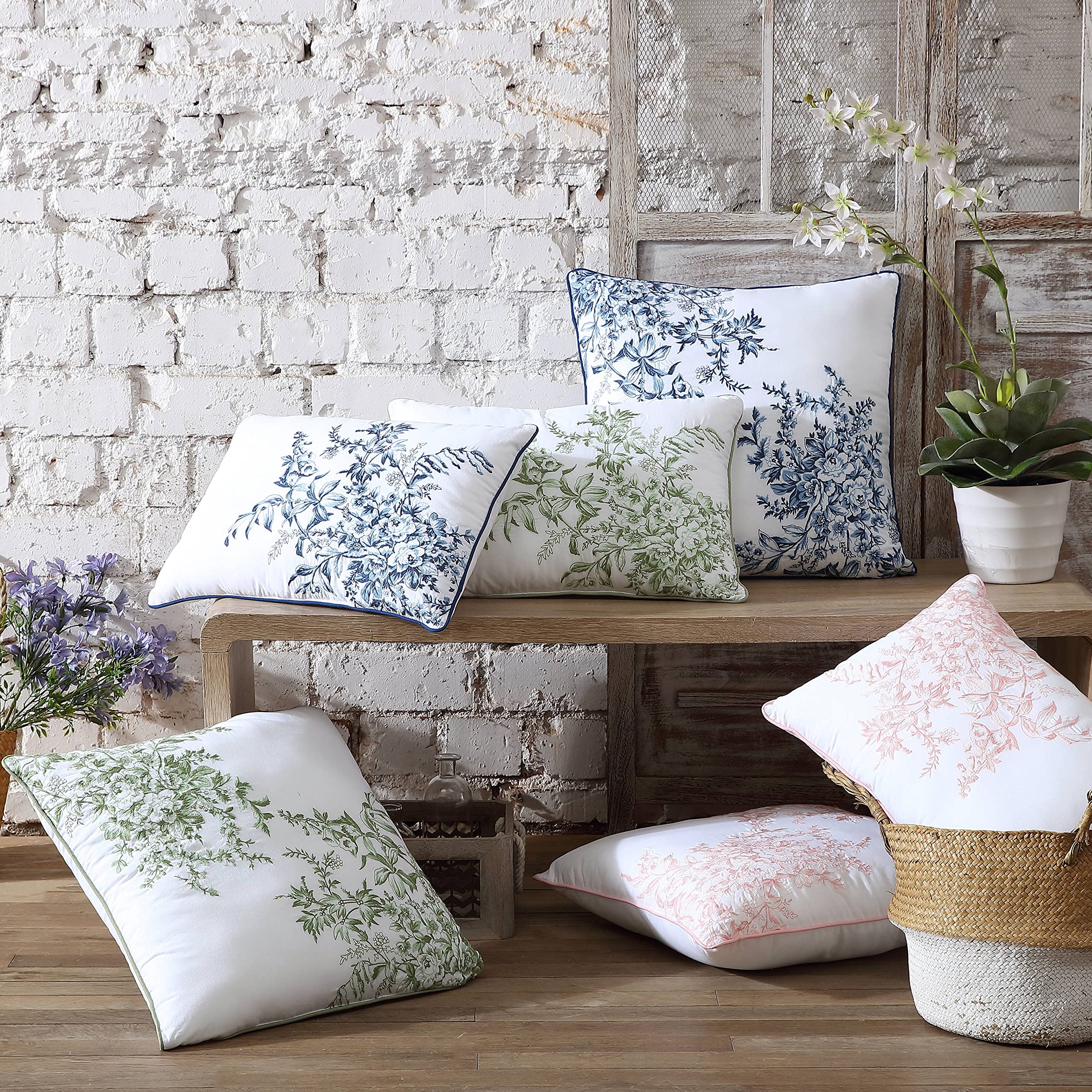 Laura Ashley Throw Pillow Decorative Pillow for Couch or Bed, Cottage