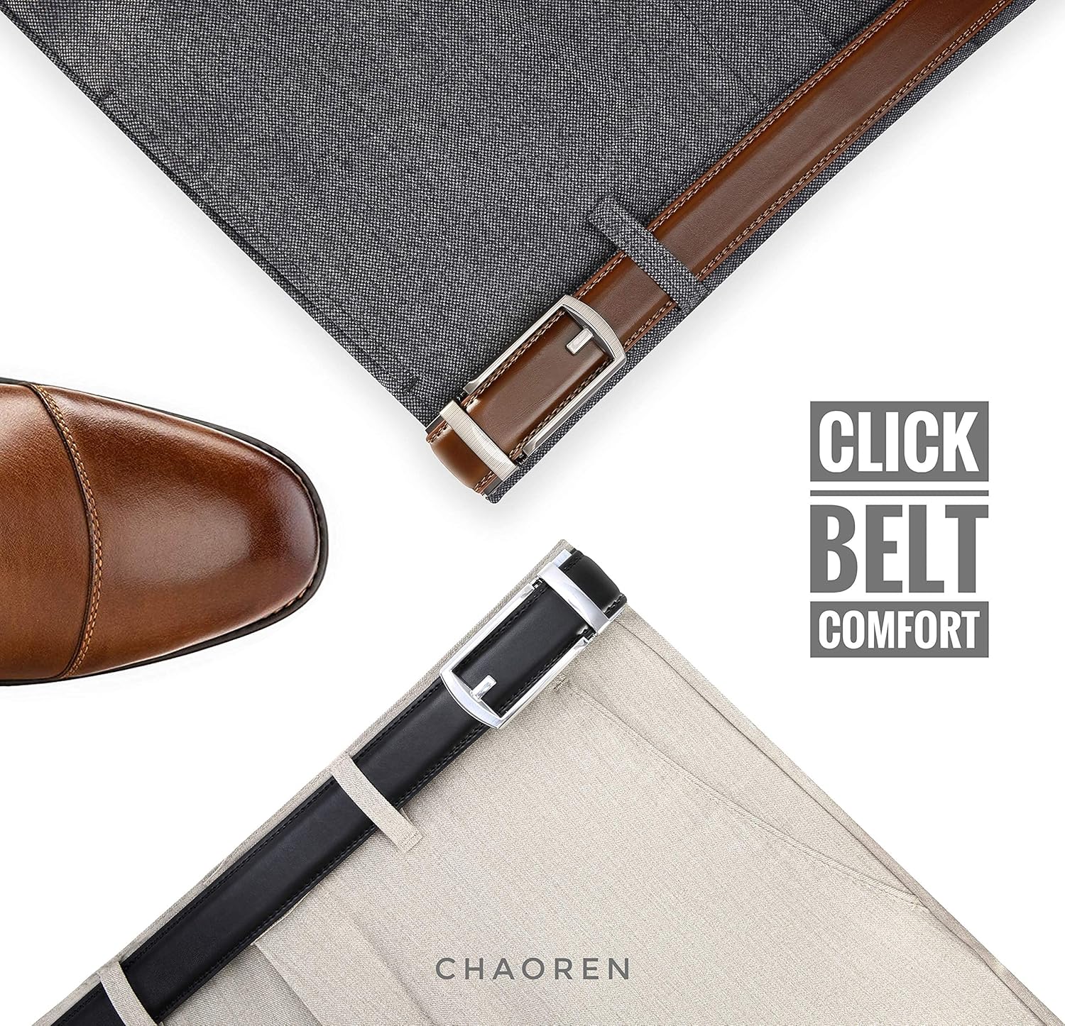 CHAOREN Click Belt for Men 2 Pack - Mens Dress Belt 1 1/4" in Packing Box - Design Belt Meet Almost Any Outfit and Occasion - Image 5