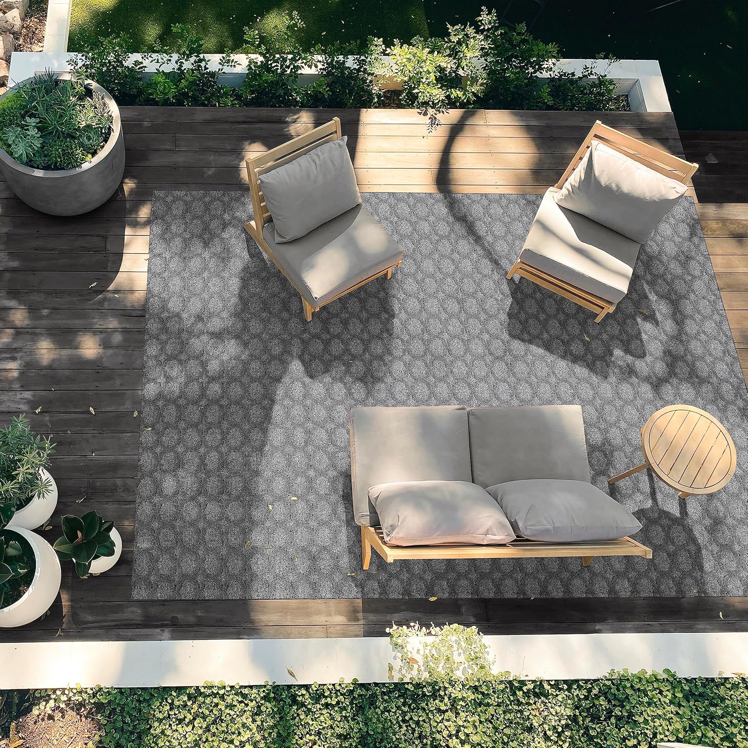 Garland Rug Garden Trellis 9 ft. x 12 ft. Indoor/Outdoor Area Rug Outdoor Waterproof Rug for Patio, Camping Rugs, RV, Porch, Deck, Camper, Balcony, Backyard for High-Traffic Areas, Heather Gray