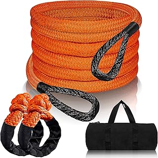 1" x 30FT Kinetic Recovery Tow Rope (36500lbs), Heavy Duty Offroad Snatch Tow Rope Includes 2 Soft Shackles，Kinetic Rope Recovery Kit for UTV, ATV, Truck, Car, Jeep, Tractor