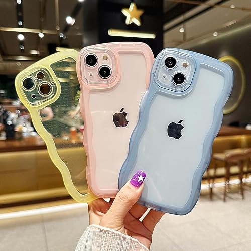 Miniatura 6 de Funda compatible con iPhone 13 de 6.1 pulgadas 2021, bonita funda protectora Kawaii con forma de marco de onda rizada de silicona suave a prueba de