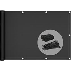 Paneles Exteriores Para Casas VOUNOT Pantalla Protección de Privacidad para Balcón Jardín, HDPE, Protección UV, con Cuerda y Bridas, Negro, 500x90cm, 4513985363991